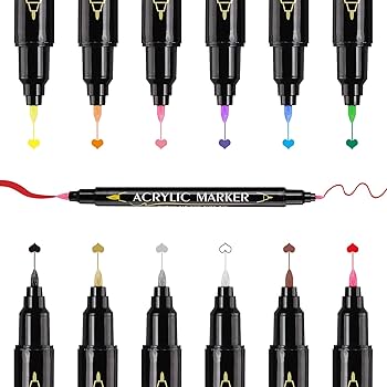 Amazon | Guangna 12色 アクリルペイントペンブラシ デュアル